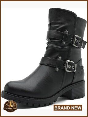 Women's Ankle Boots with Block Heel and Side Zipper